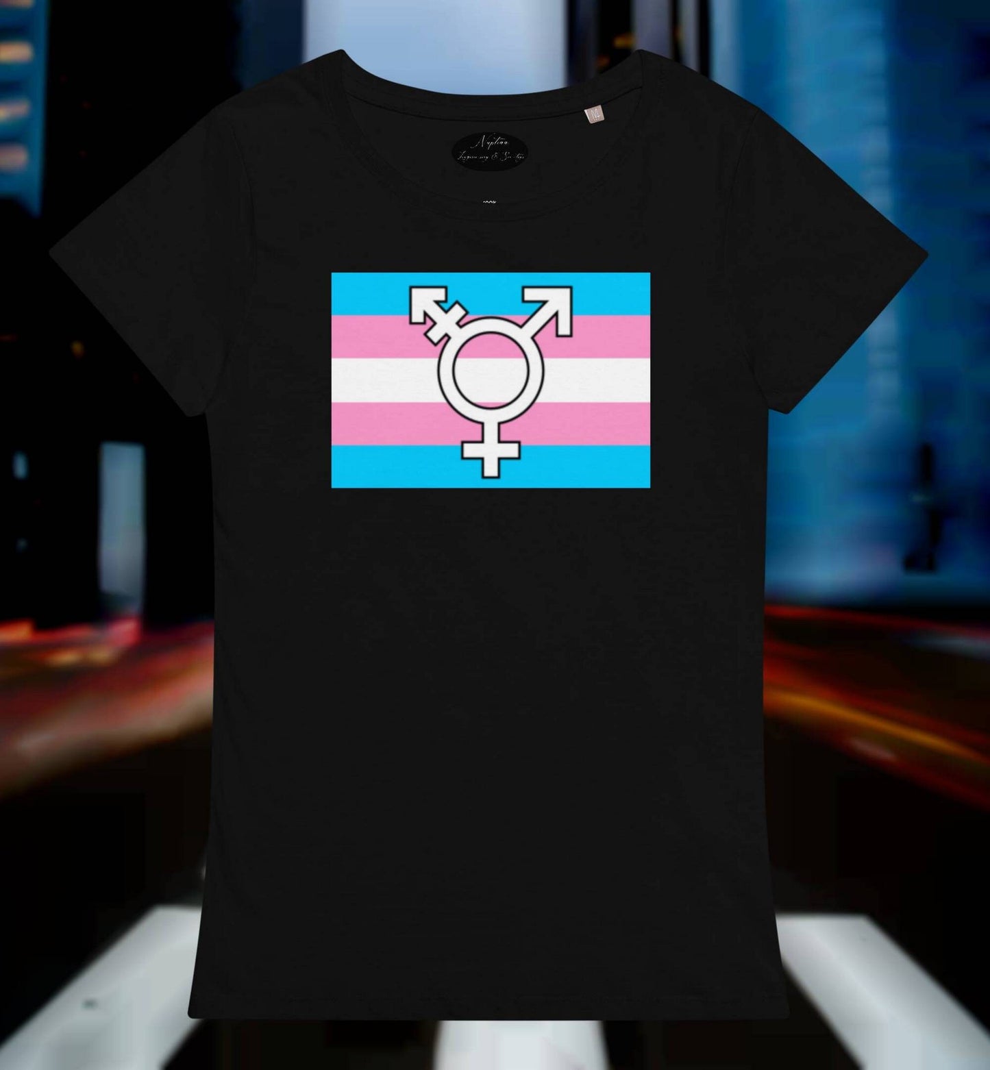 T-shirt TRANSGENDER symbol white, green, salmon, green