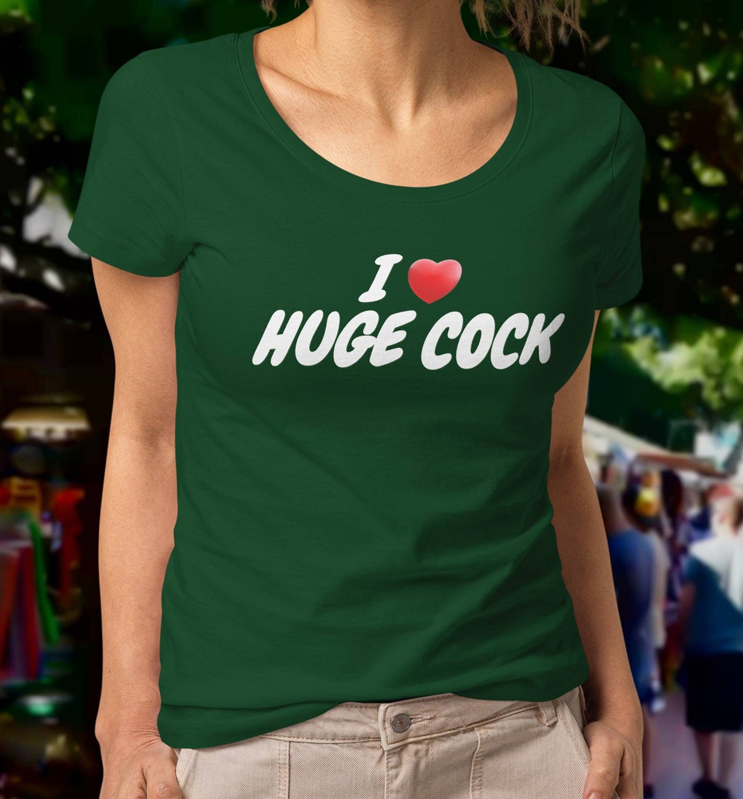 T-shirt I LOVE HUG COCK white, hotwife