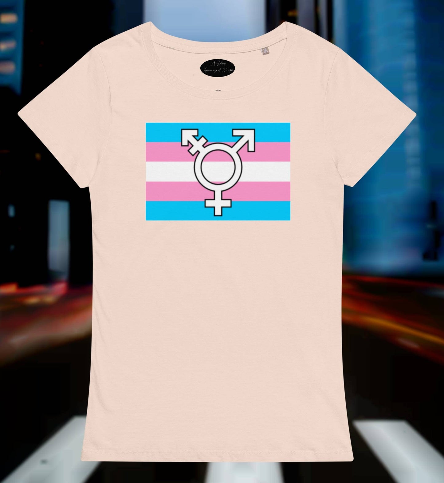 T-shirt TRANSGENDER symbol white, green, salmon, green