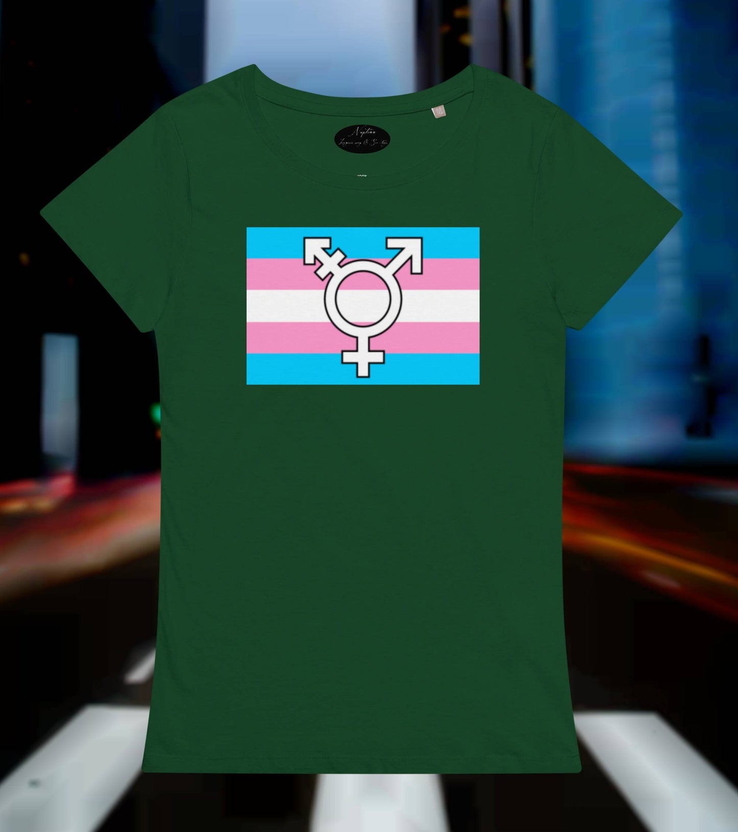 T-shirt TRANSGENDER symbol white, green, salmon, green