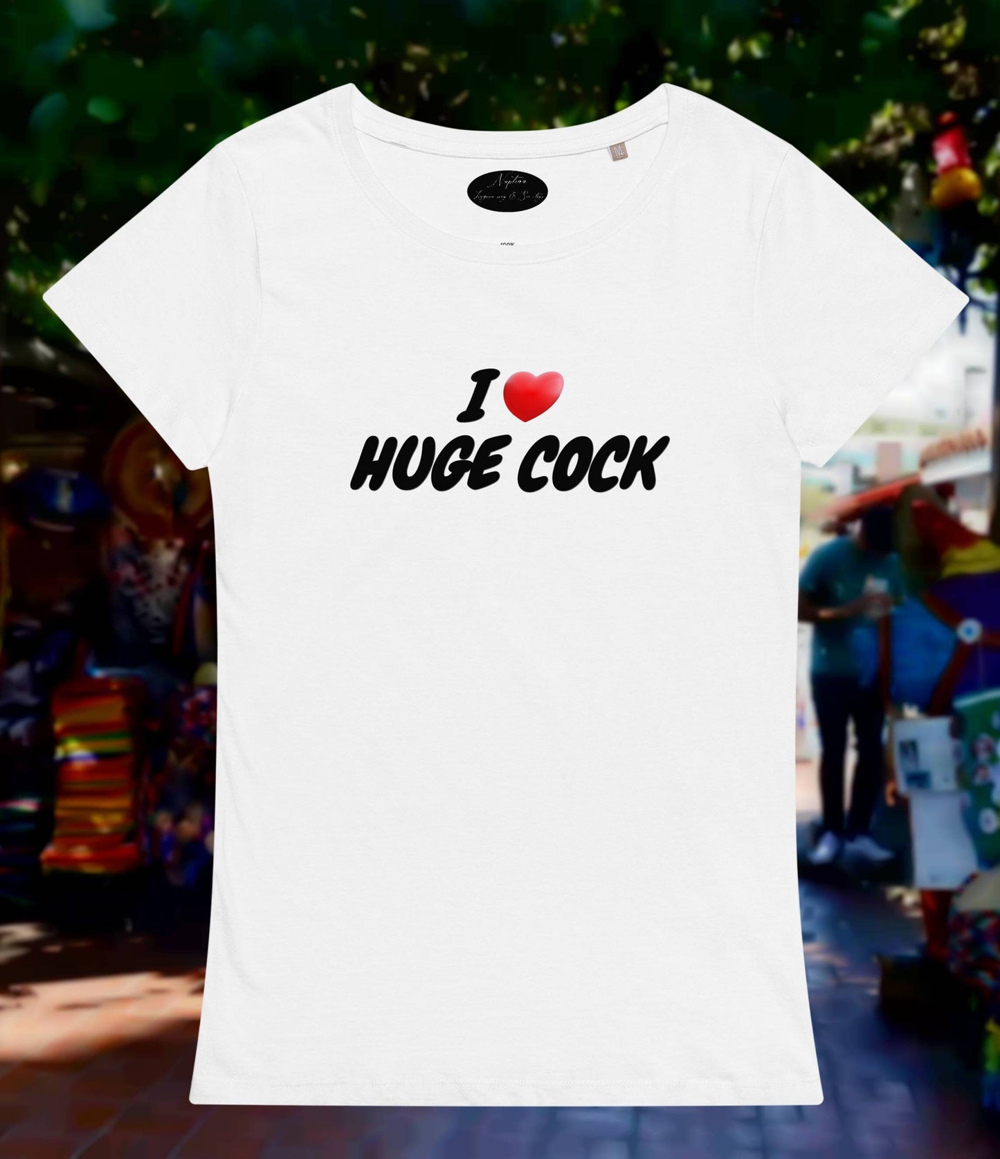 T-shirt I LOVE HUG COCK white, hotwife