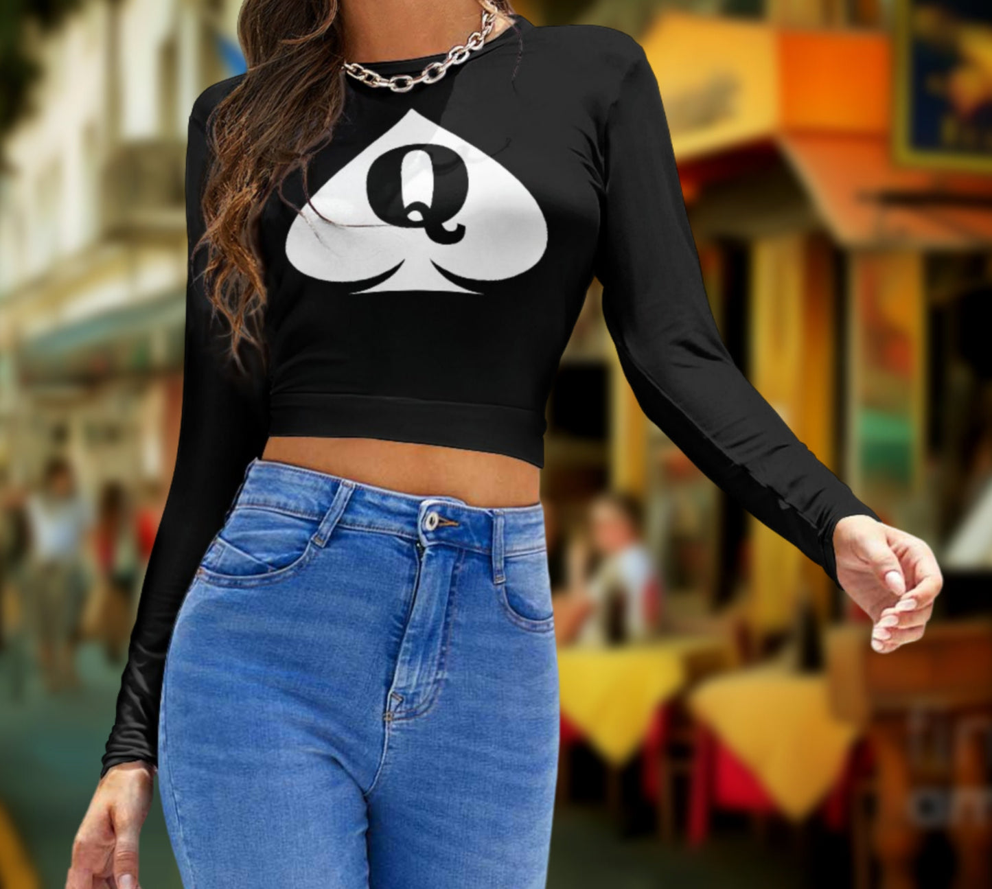 Croc top QUEEN OF SPADES long sleeve,hotwife t-shirt, queen off spades, qos t-shirt, bbc t-shirt, Cuckold Womens t-shirt,,