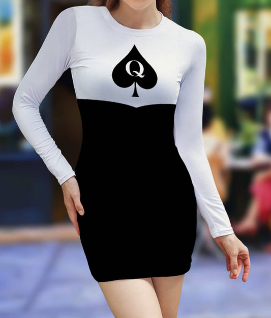 Bicolor QUEEN OF SPADES dress, slut clothing, cuckolding, hotwife dress, qos dress, queen of spades clothing, bbc slut dress, several colors