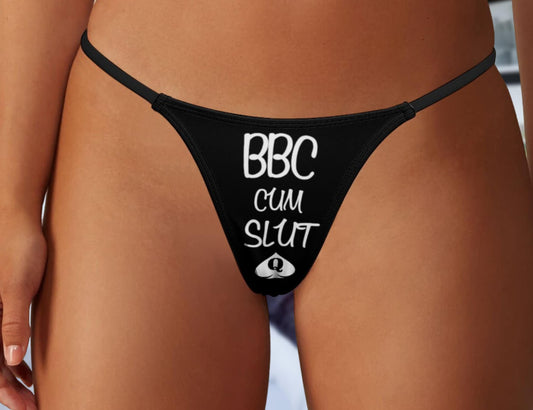 BBC CUM SLUT Quenn Of Spades Thong, slut clothing, cuckolding, hotwife panties, qos thong, panties queen of spades