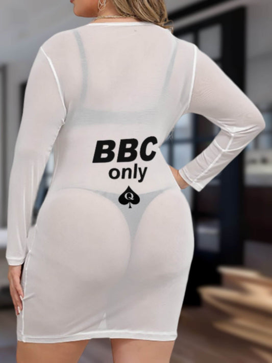 Transparent BBC ONLY dress, large size, slut clothing, cuckolding, hotwife dress, qos dress, queen of spades clothing, bbc slut dress