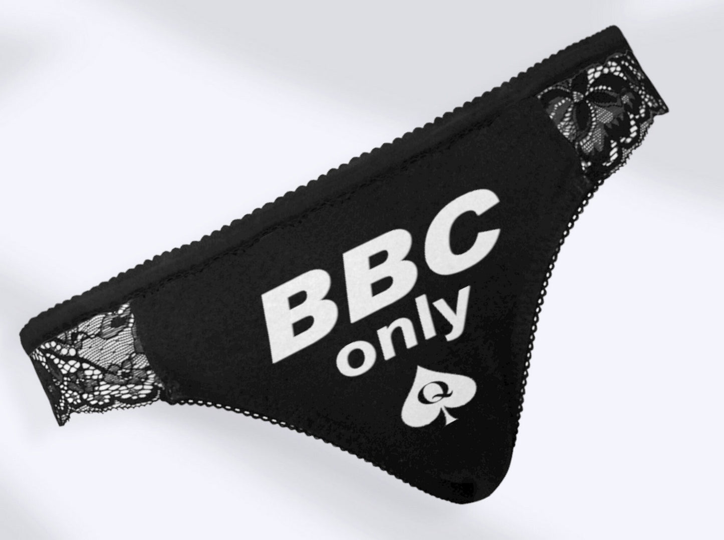 BBC ONLY lace panties, slut clothing, cuckolding, hotwife panties, qos thong, queen of spadess clothing, panties queen of spades