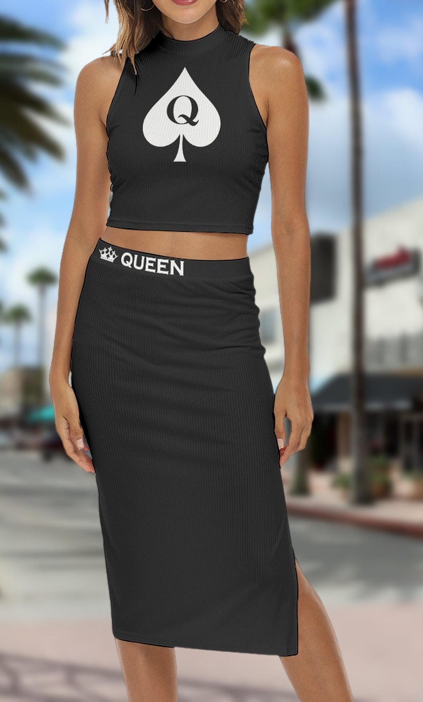 QUEEN OF SPADES dress 2 pieces set, slut clothing, cuckolding, , qos dres, queen of spadess clothing, dress queen of spades