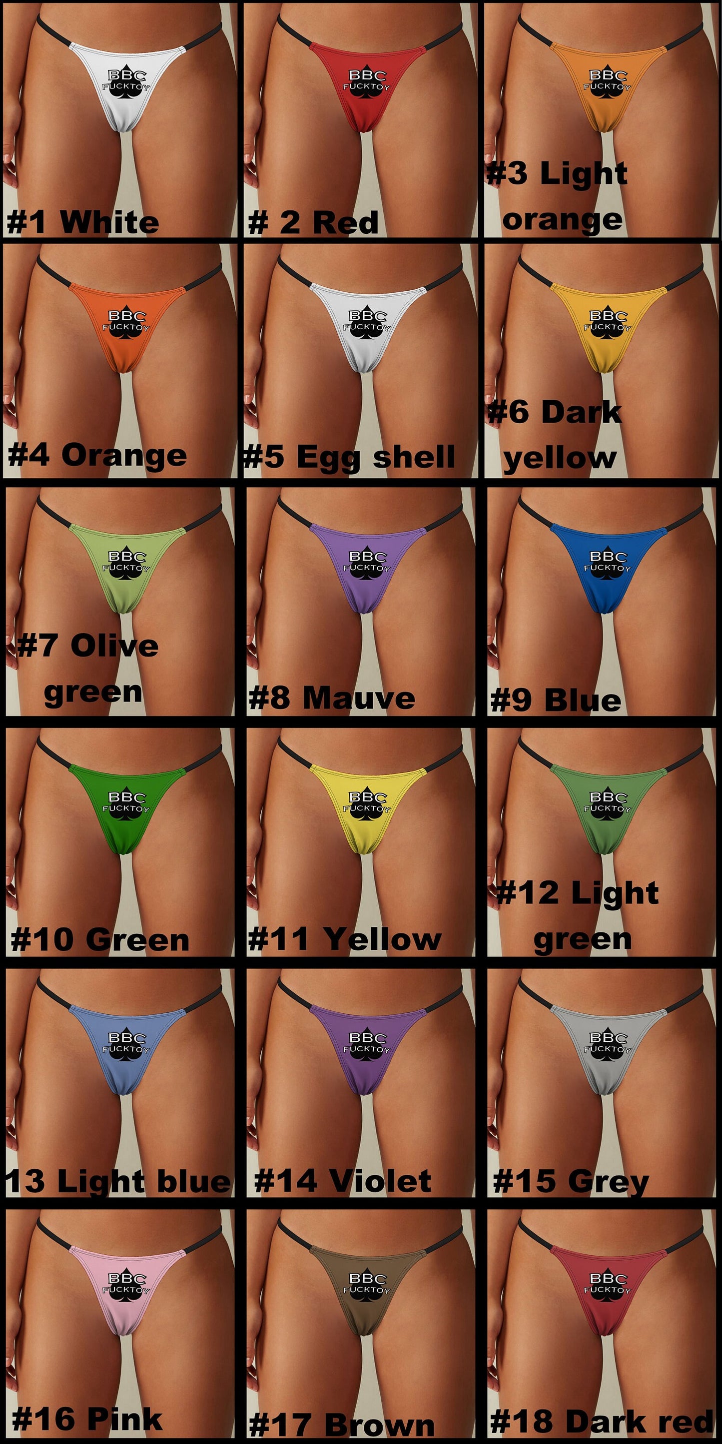 BBC FUCTOY Thong, 18 colors, slut clothing, cuckolding, hotwife panties, qos thong, queen of spades clothing, panties queen of spades