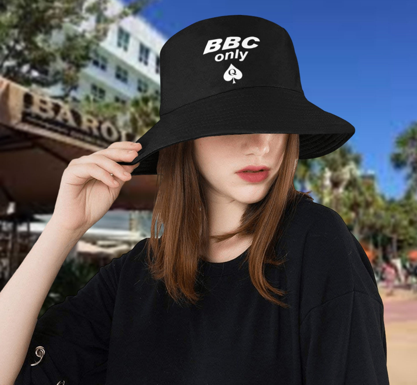 BBC ONLY summer Bucket hat, slut clothing, cuckolding, hotwife panties, qos, queen of spadess cap, clothing,  queen of spades hate