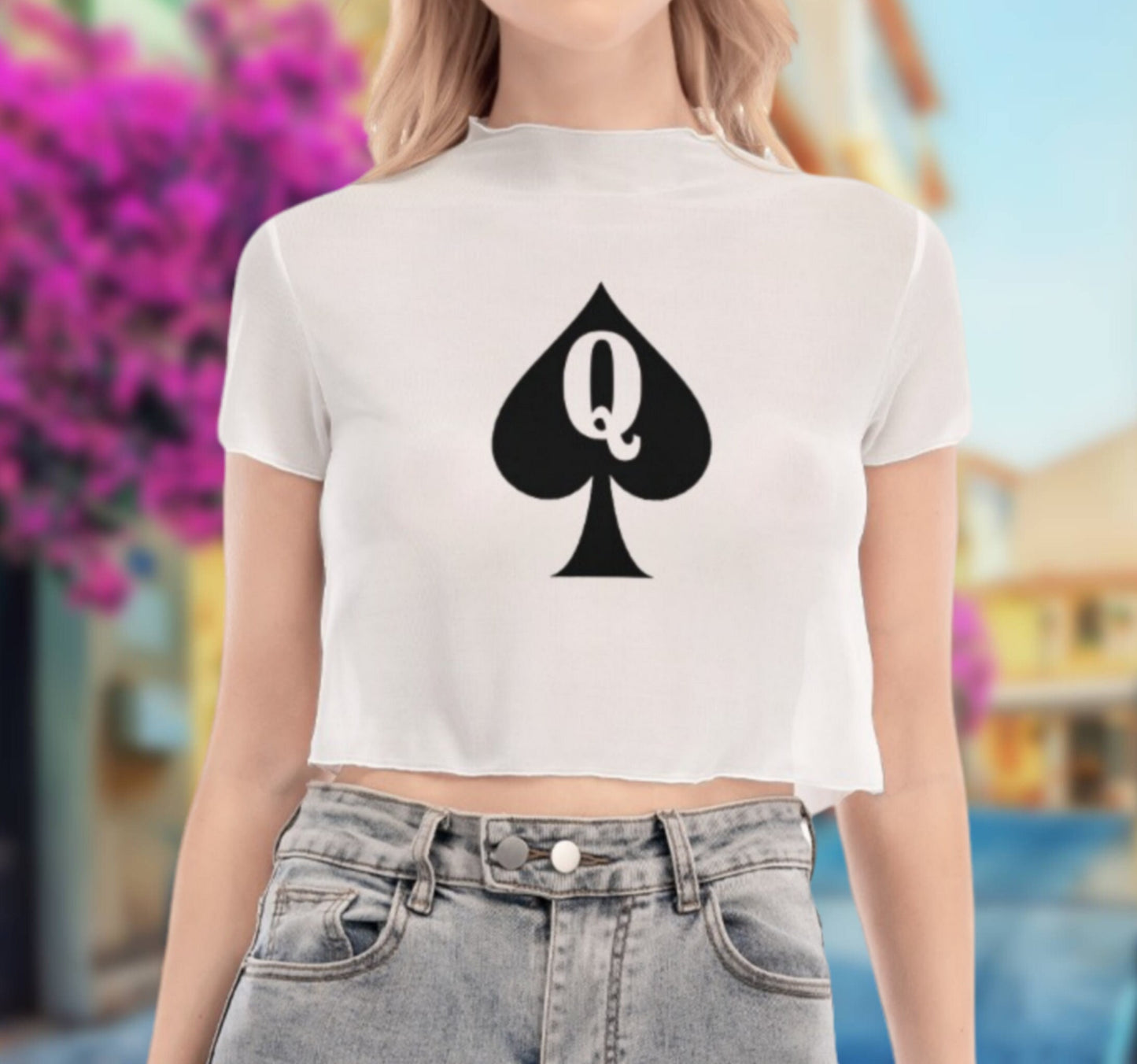 Transparent crop top QUEEN OF SPADES, queen off spades tshirt, qos t-shirt,t-shirt bbc, Cuckold Womens t-shirt,, slut clothing