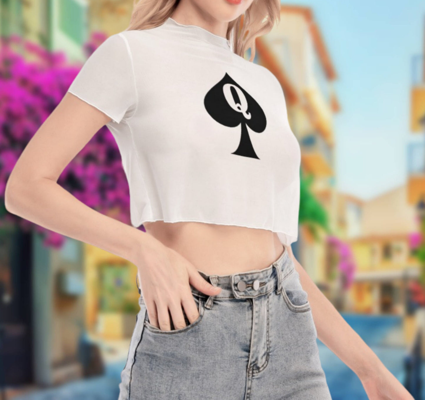 Transparent crop top QUEEN OF SPADES, queen off spades tshirt, qos t-shirt,t-shirt bbc, Cuckold Womens t-shirt,, slut clothing