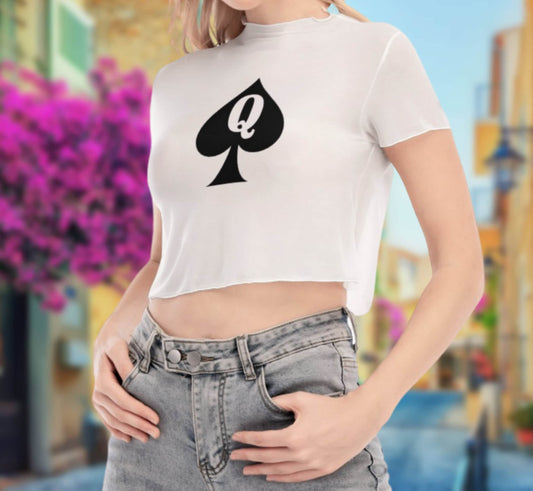 Transparent crop top QUEEN OF SPADES, queen off spades tshirt, qos t-shirt,t-shirt bbc, Cuckold Womens t-shirt,, slut clothing