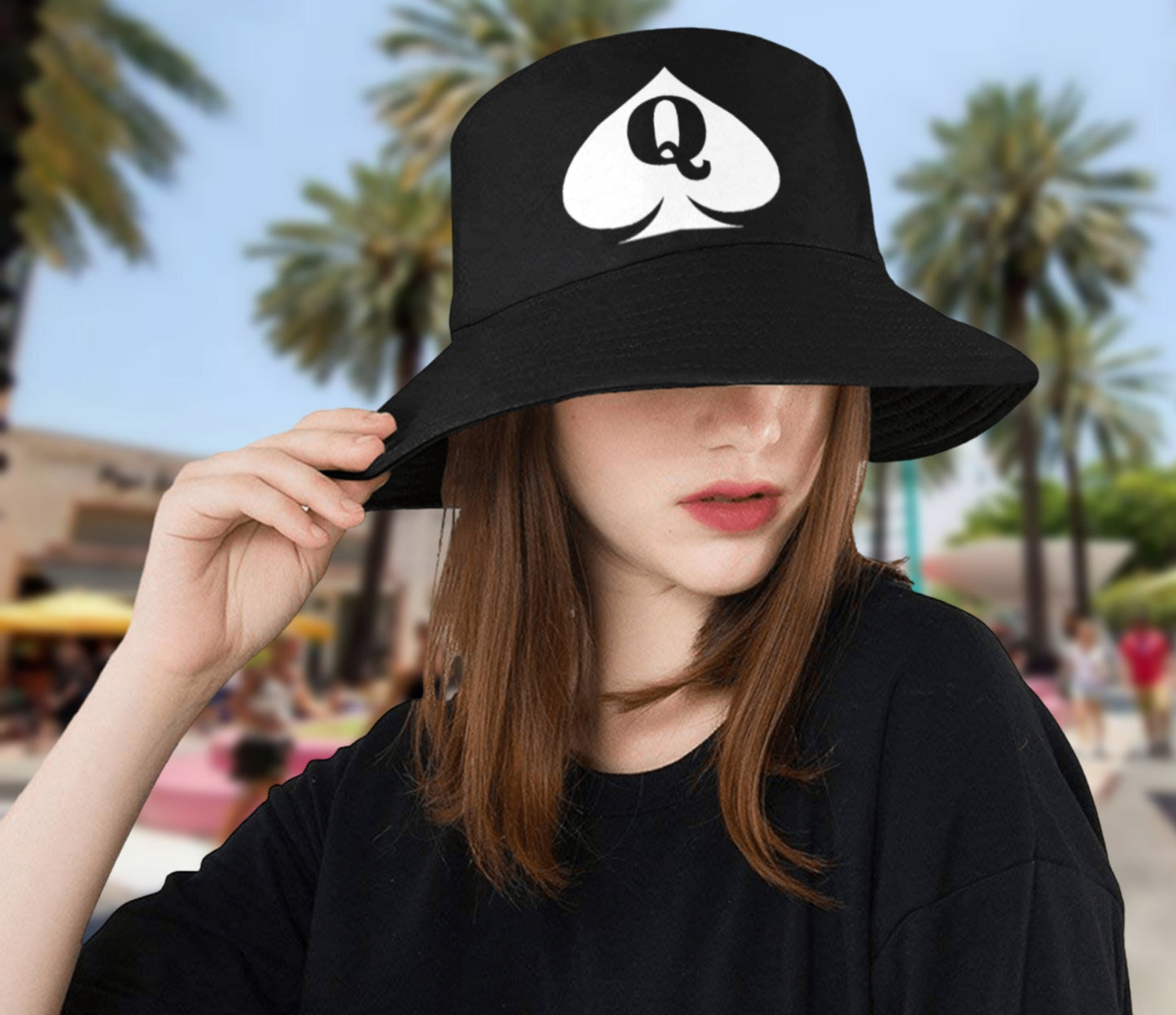 QUEEN OF SPADES summer Bucket hat, slut clothing, cuckolding, hotwife panties, qos, queen of spadess cap, clothing,  queen of spades hate