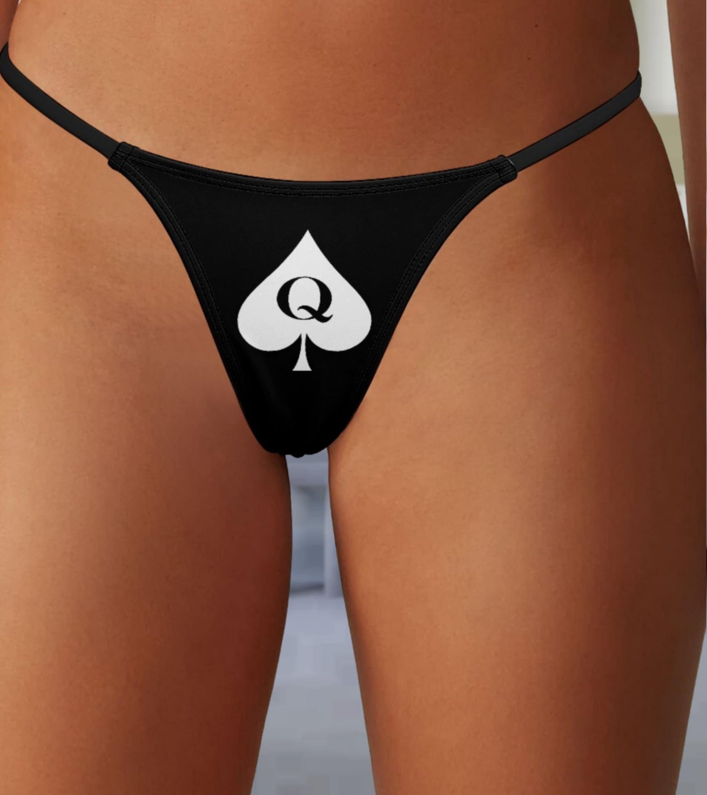 QUEEN OF SPADES Thong, slut clothing, cuckolding, hotwife panties, qos thong, queen of spadess clothing, panties queen of spades