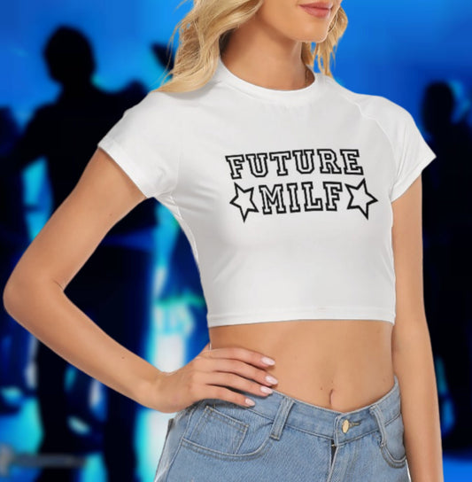 Croc-top  FUTURE MILF, hotwife t-shirt, qos t-shirt, BBC t-shirt,  Cuckold Womens t-shirt, cunt girl shirt, slut clothing