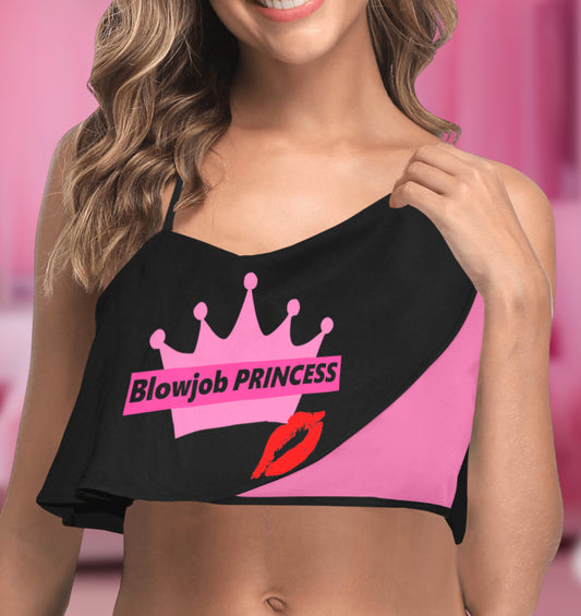 BLOWJOB PRINCESS Ruffle Bikini Top, hotwife t-shirt, qos t-shirt, bbc t-shirt,  Cuckold Womens t-shirt, slut clothing