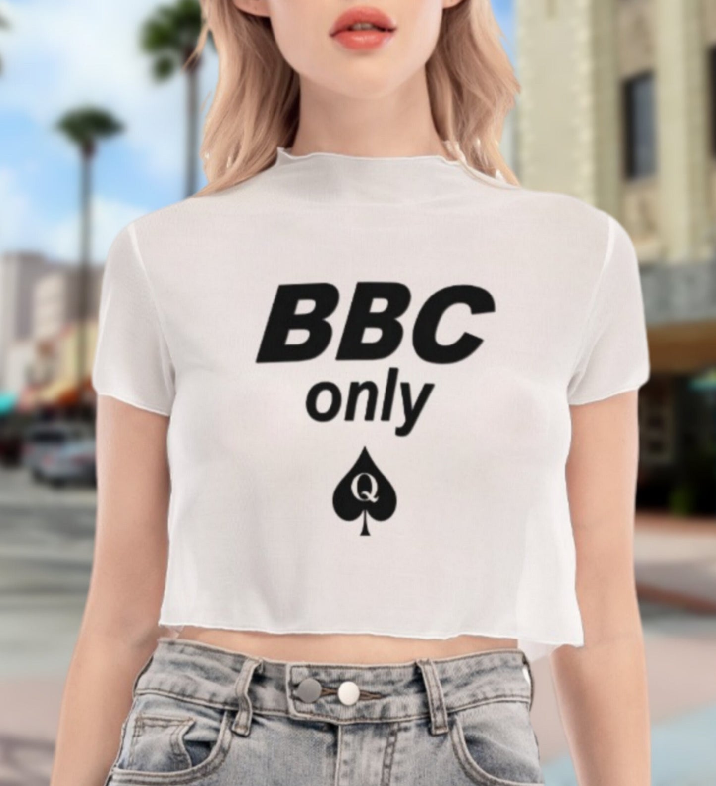 BBC ONLY transparent croc top, queen off spades tshirt, qos t-shirt,t-shirt bbc, Cuckold Womens t-shirt,, slut clothing