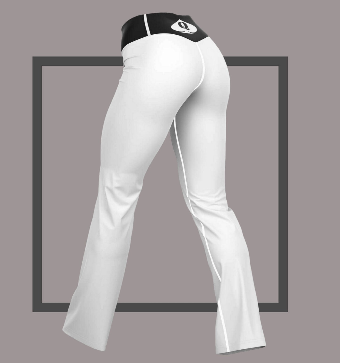 QUEEN OF SPADES white  Flare Leggings, queen of spades, qos, queen of spades clothing, bbc slut, slut clothing, hotwife, qos clothing