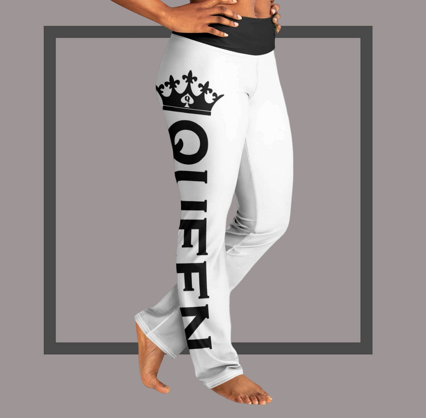 QUEEN OF SPADES white  Flare Leggings, queen of spades, qos, queen of spades clothing, bbc slut, slut clothing, hotwife, qos clothing