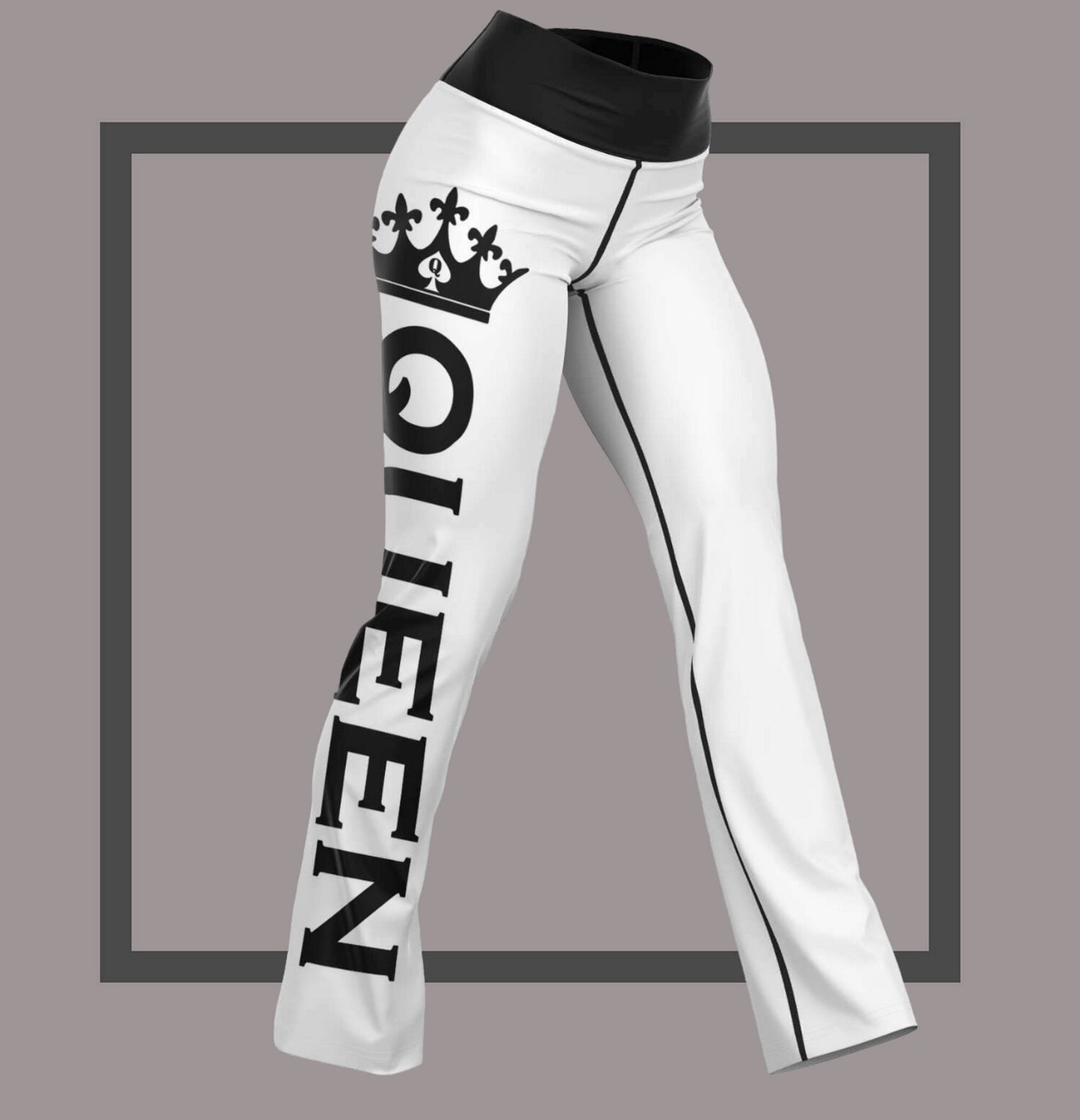 QUEEN OF SPADES white  Flare Leggings, queen of spades, qos, queen of spades clothing, bbc slut, slut clothing, hotwife, qos clothing