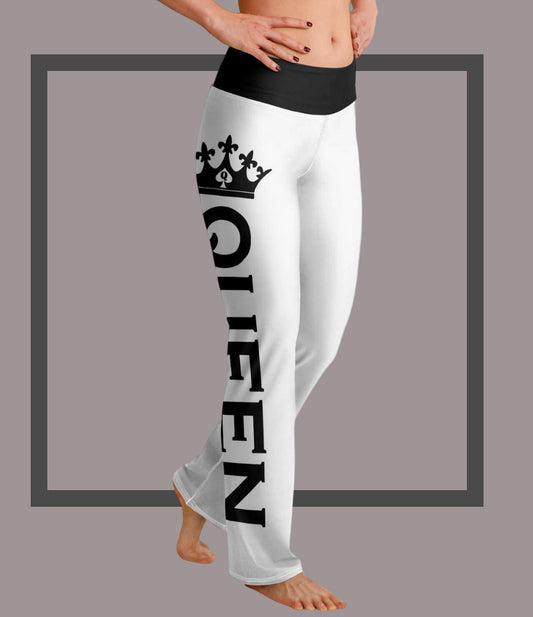 QUEEN OF SPADES white  Flare Leggings, queen of spades, qos, queen of spades clothing, bbc slut, slut clothing, hotwife, qos clothing