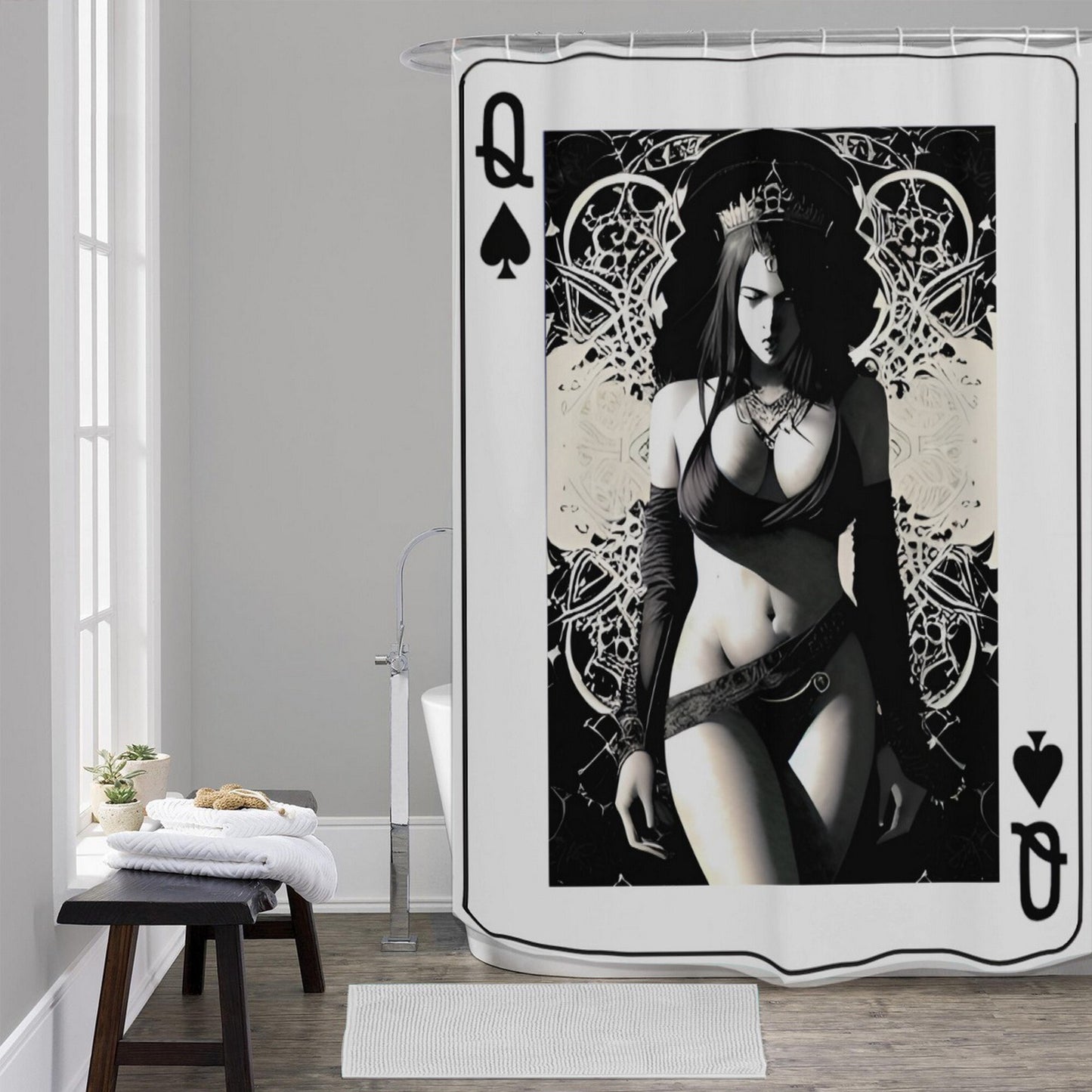 QUEEN OF SPADES Shower Curtains 4 sizes , qos curtains,qos, queen of spadess, queen of spades decoration