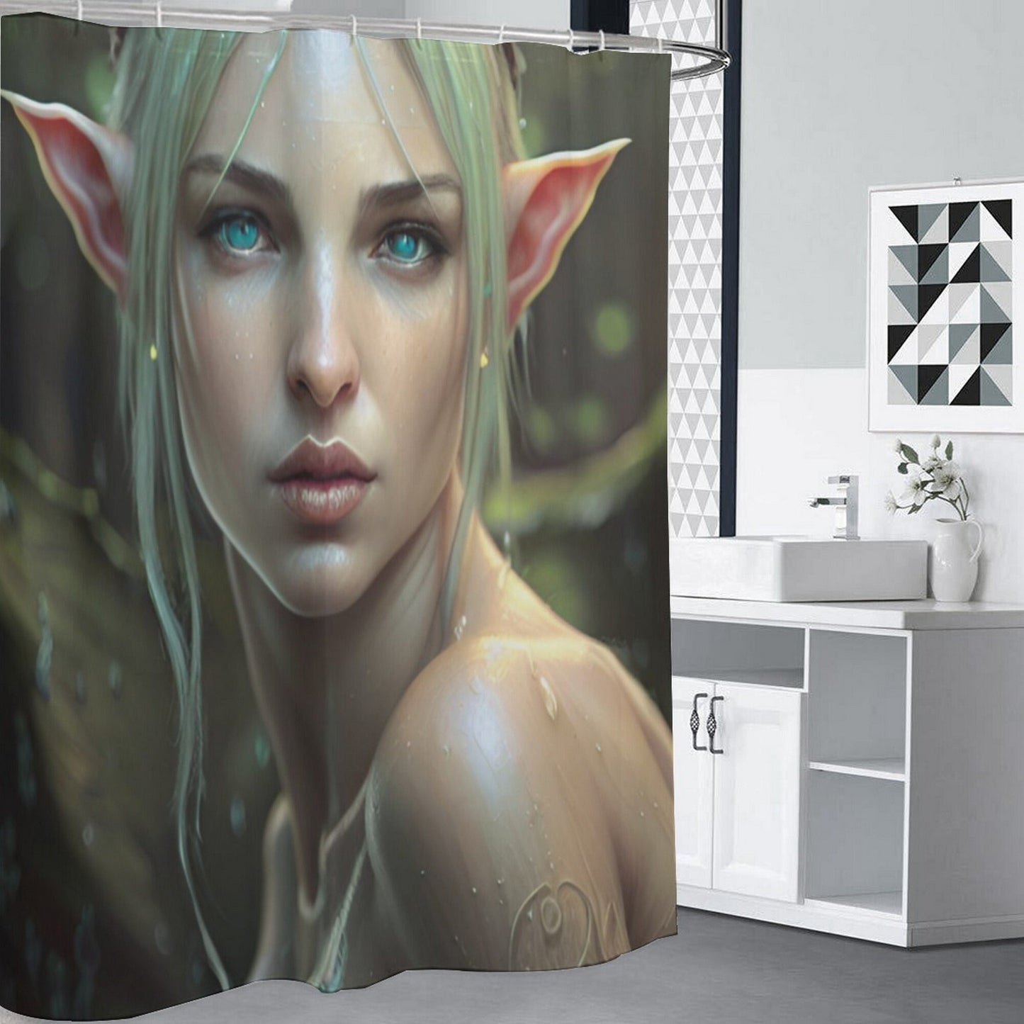 FEMALE ELF art Shower Curtains 4 sizes , Fantasy, naked elf, elf decoration