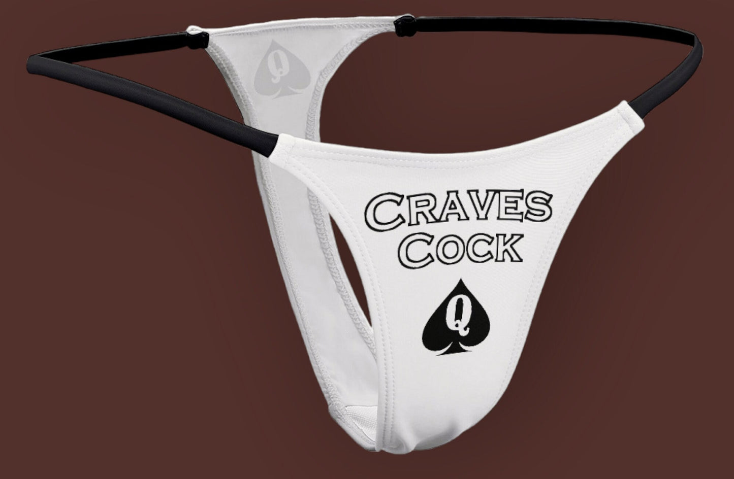 QUEEN OF SPADES Craves cock  Thong, slut clothing, cuckolding, hotwife panties, qos thong, queen of spades clothing, panties queen of spades