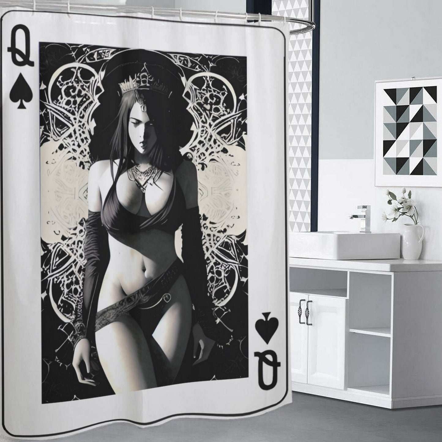 QUEEN OF SPADES Shower Curtains 4 sizes , qos curtains,qos, queen of spadess, queen of spades decoration