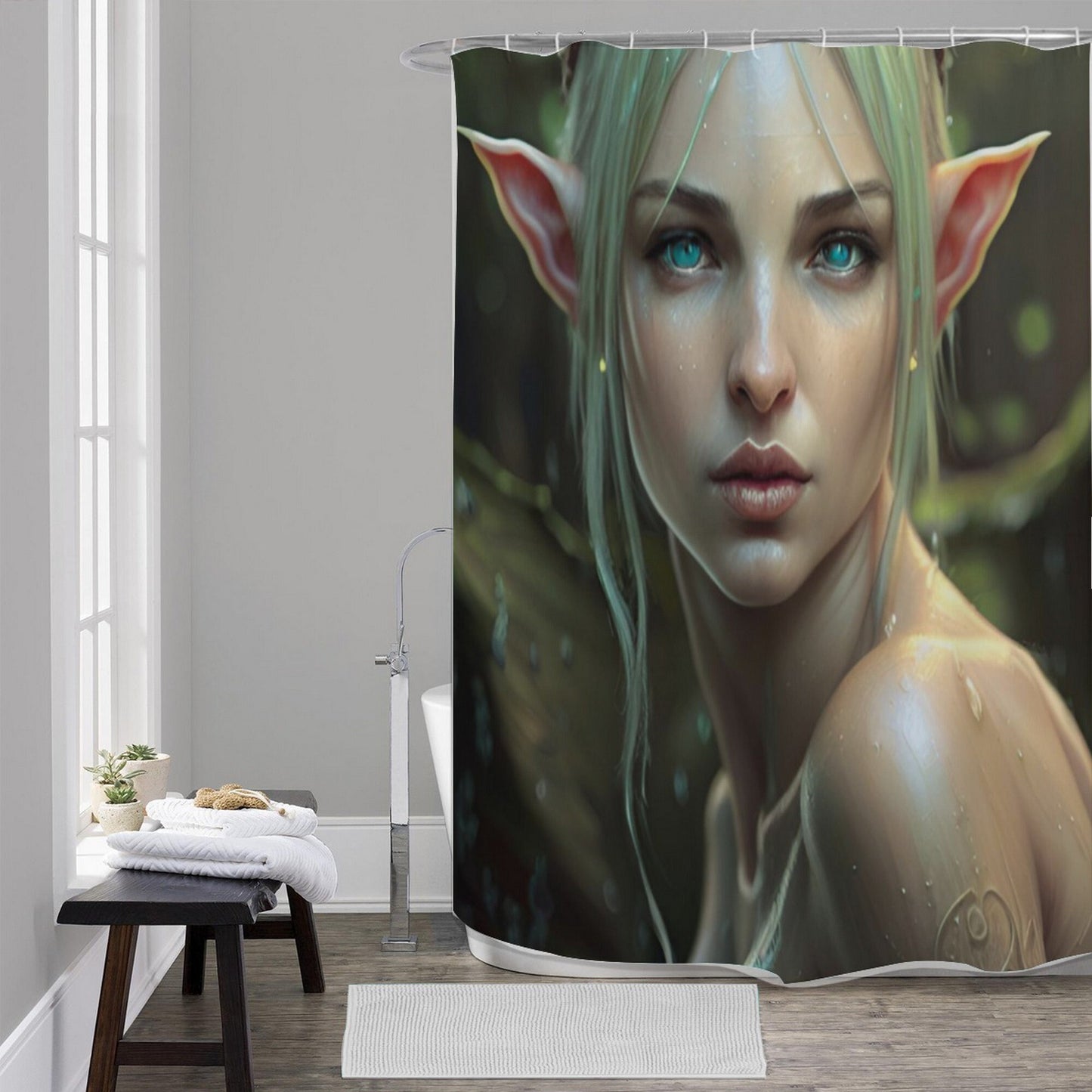 FEMALE ELF art Shower Curtains 4 sizes , Fantasy, naked elf, elf decoration