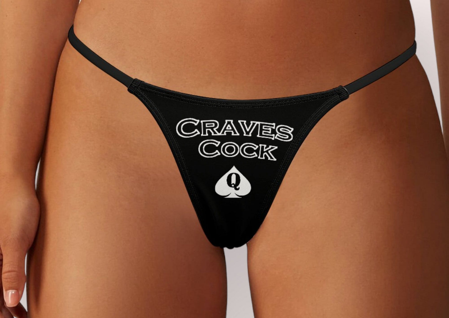 QUEEN OF SPADES Craves cock  Thong, bold & seductive wear, cuckolding, hotwife panties, qos thong, queen of spades clothing, panties queen of spades