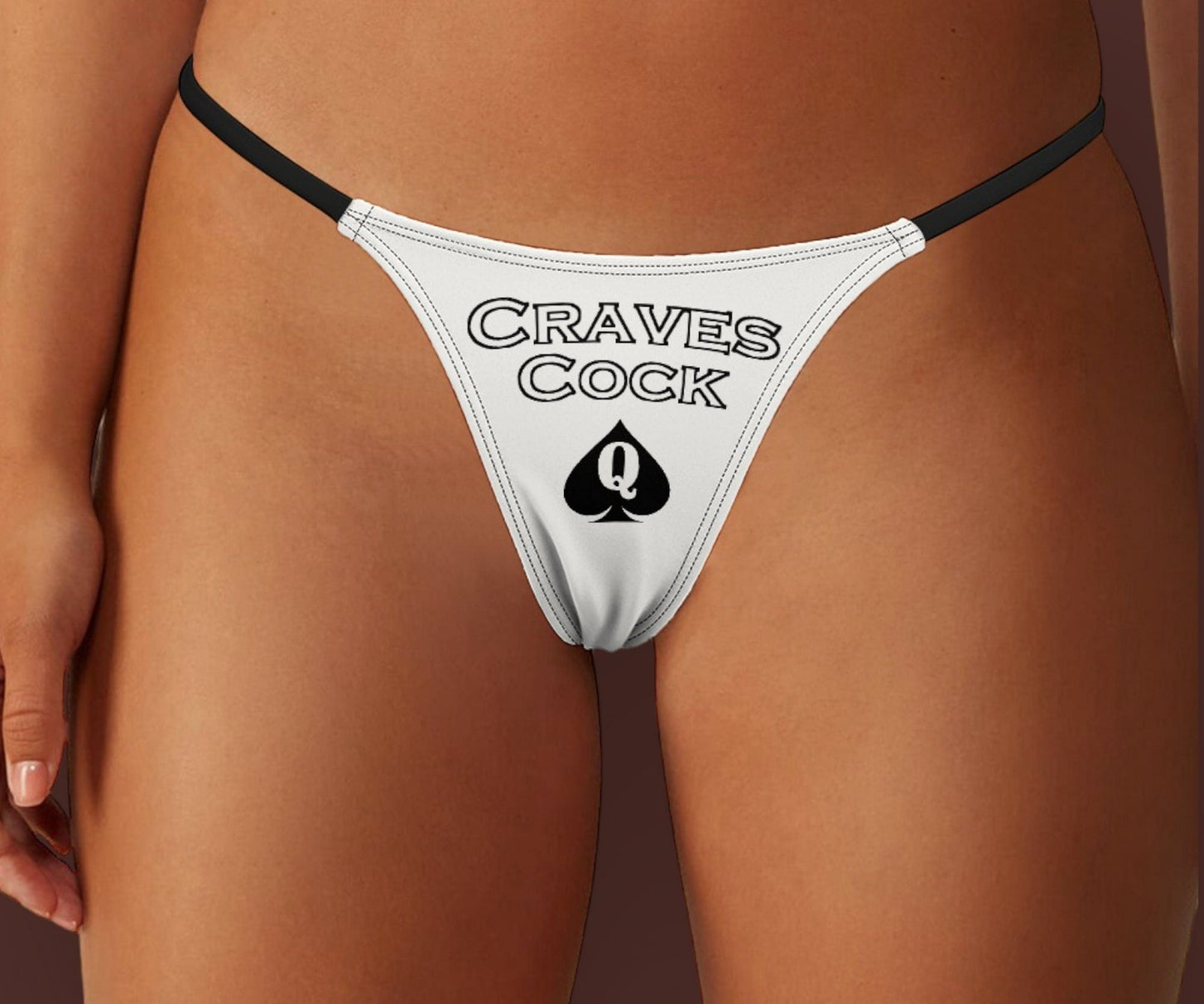 QUEEN OF SPADES Craves cock  Thong, bold & seductive wear, cuckolding, hotwife panties, qos thong, queen of spades clothing, panties queen of spades