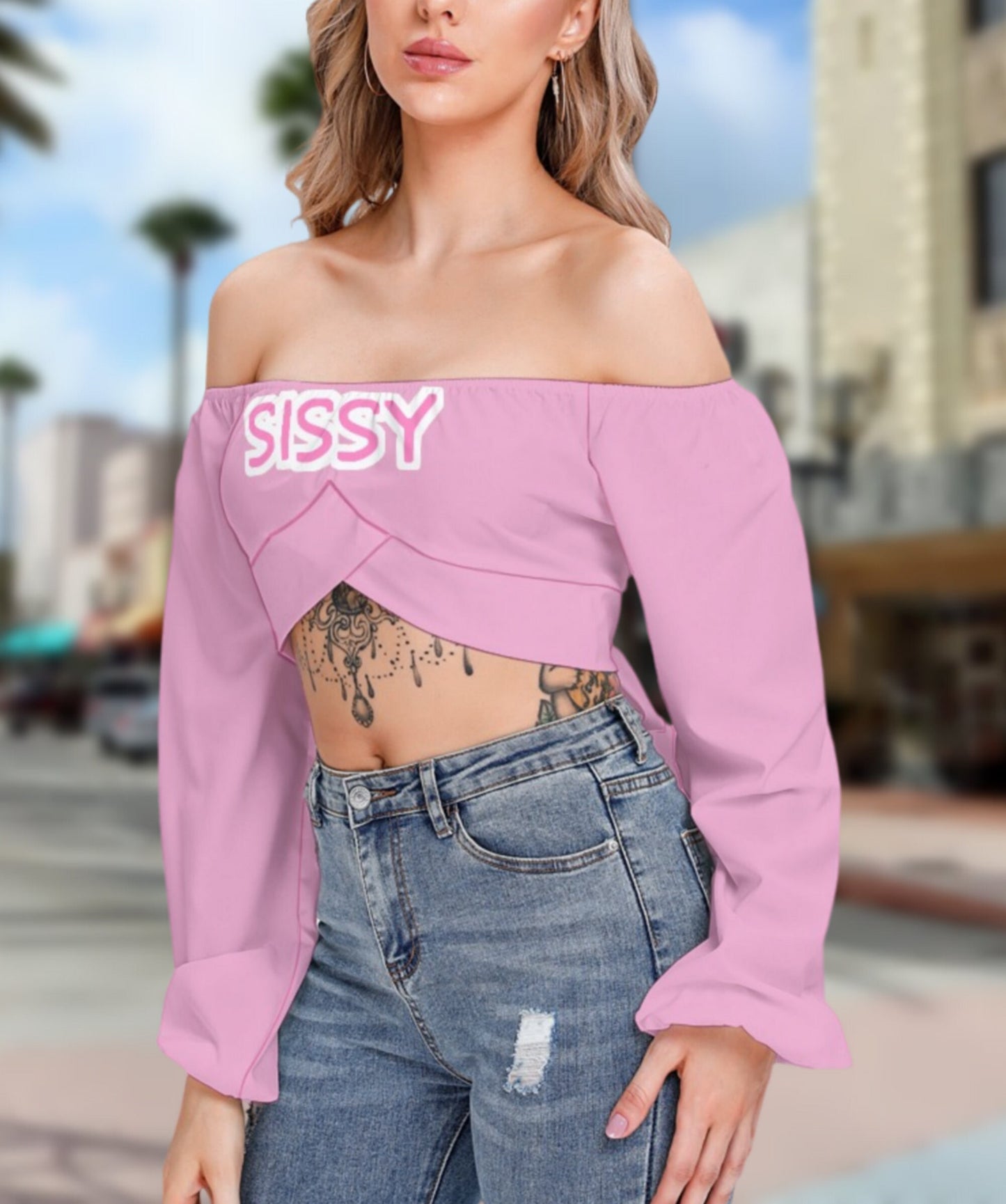 SISSY Cropped Tube Top With Long Sleeve, 12 colors,  tshirt, femboy t-shirt,t-shirt, Cuckold sissy girl t-shirt,, slut clothing