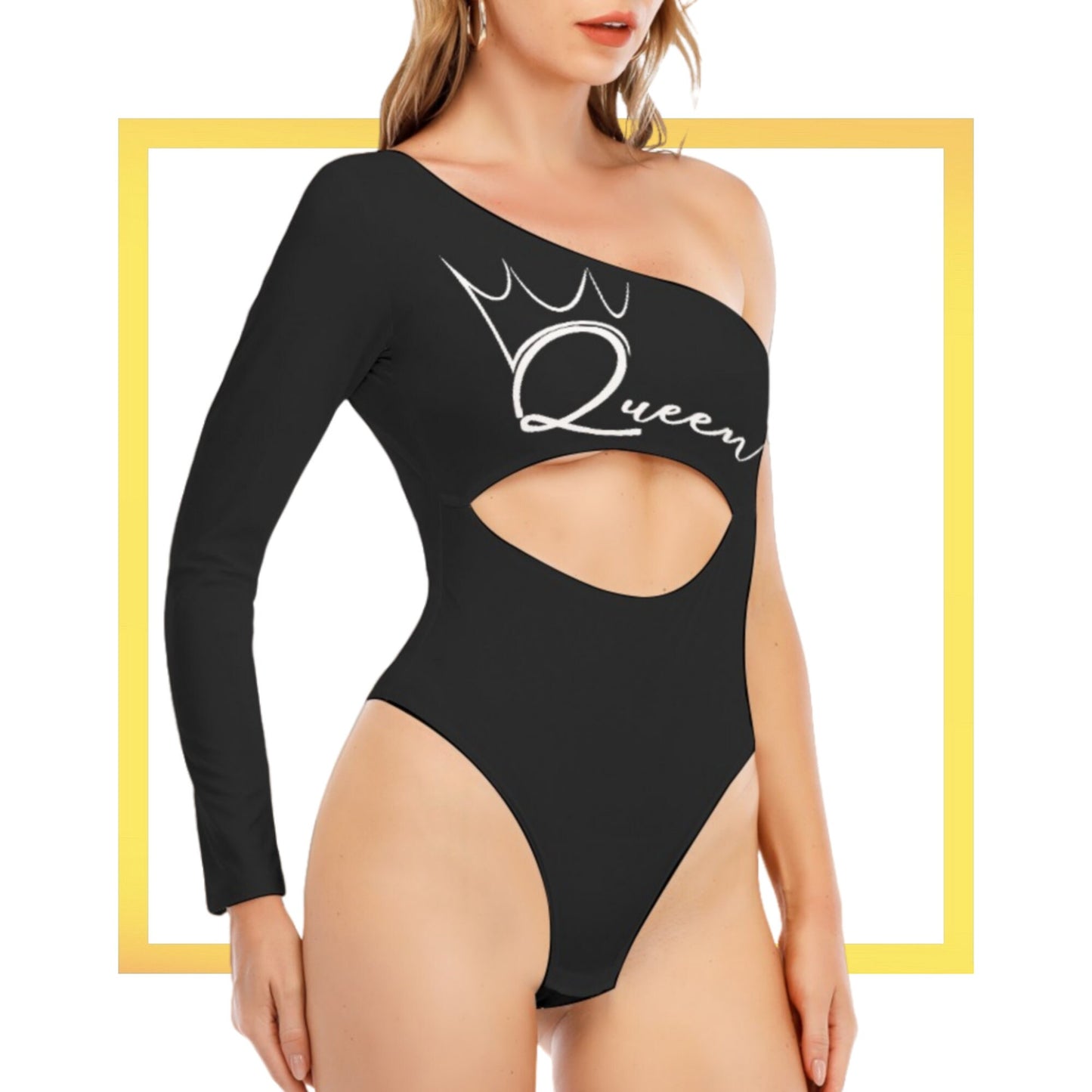 QUENN OF SPADES, Long-sleeved Waist-cut Bodycon Bodysuit, queen off spades tshirt, qos t-shirt,bbc, Cuckold Womens t-shirt,, slut clothing