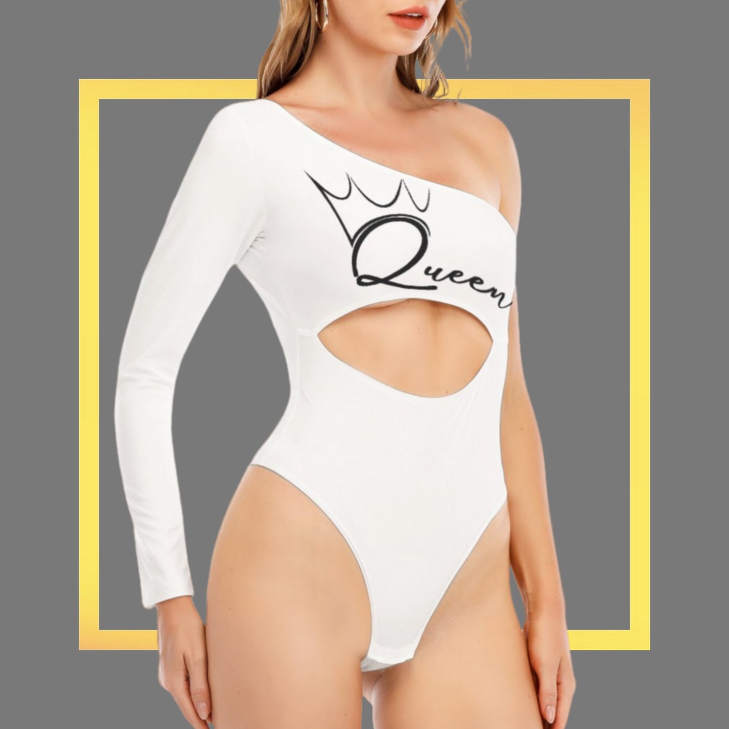 QUENN OF SPADES, Long-sleeved Waist-cut Bodycon Bodysuit, queen off spades tshirt, qos t-shirt,bbc, Cuckold Womens t-shirt,, slut clothing