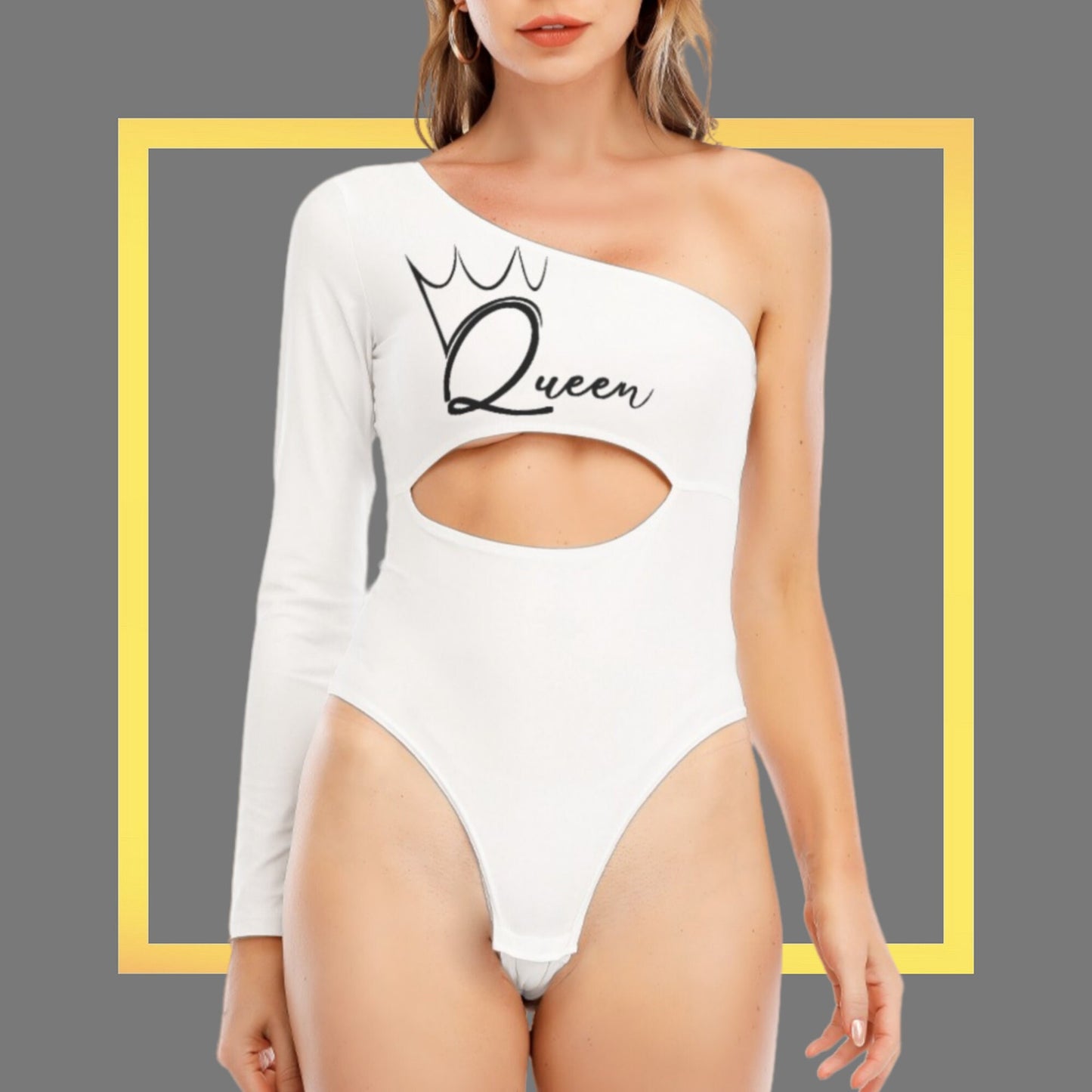 QUENN OF SPADES, Long-sleeved Waist-cut Bodycon Bodysuit, queen off spades tshirt, qos t-shirt,bbc, Cuckold Womens t-shirt,, slut clothing