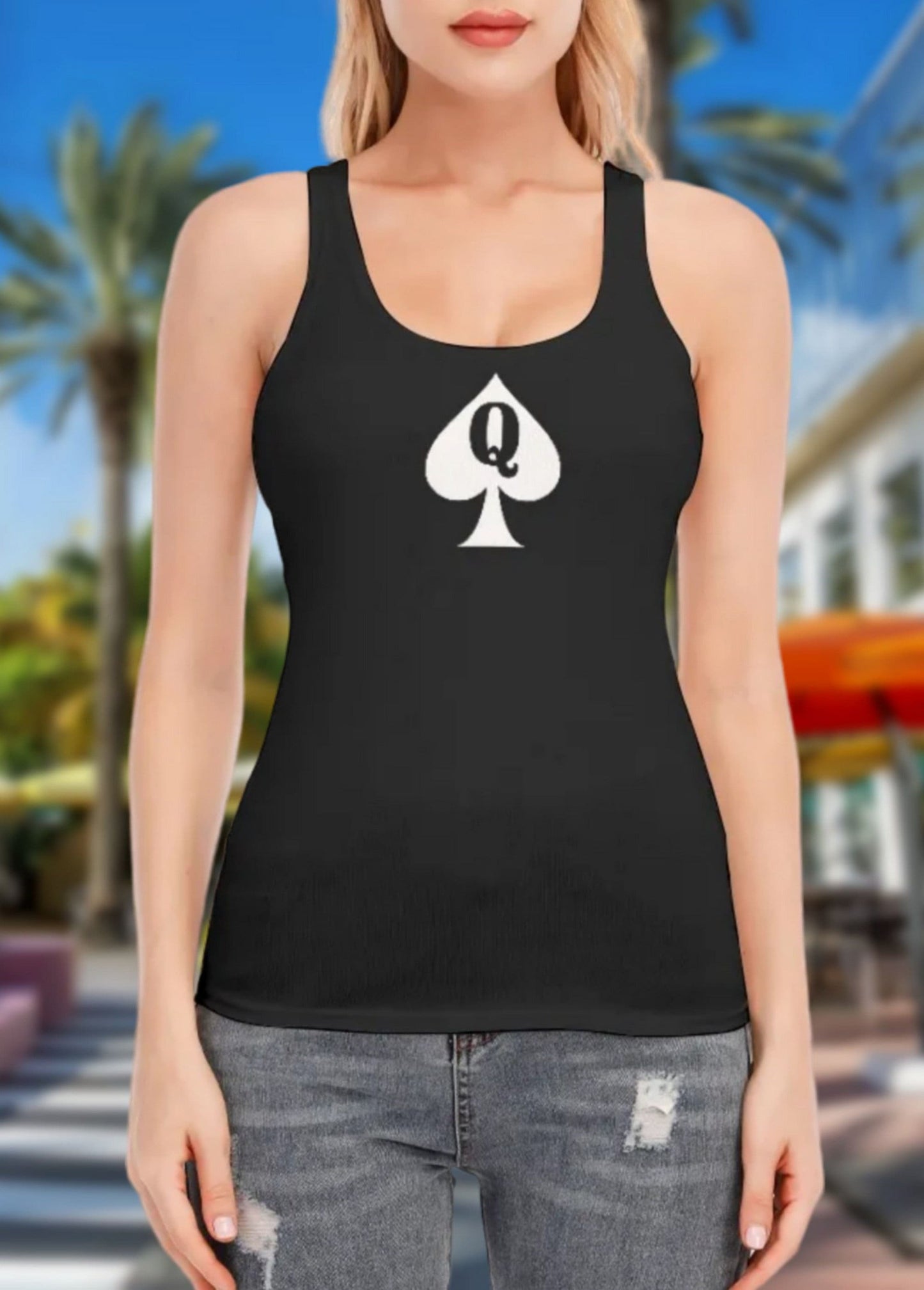 QUEEN of SPADES Racer Vest , top queen off spades, qos t-shirt,t-shirt bbc Cuckold , slut clothing, QOS, 100% Cotton