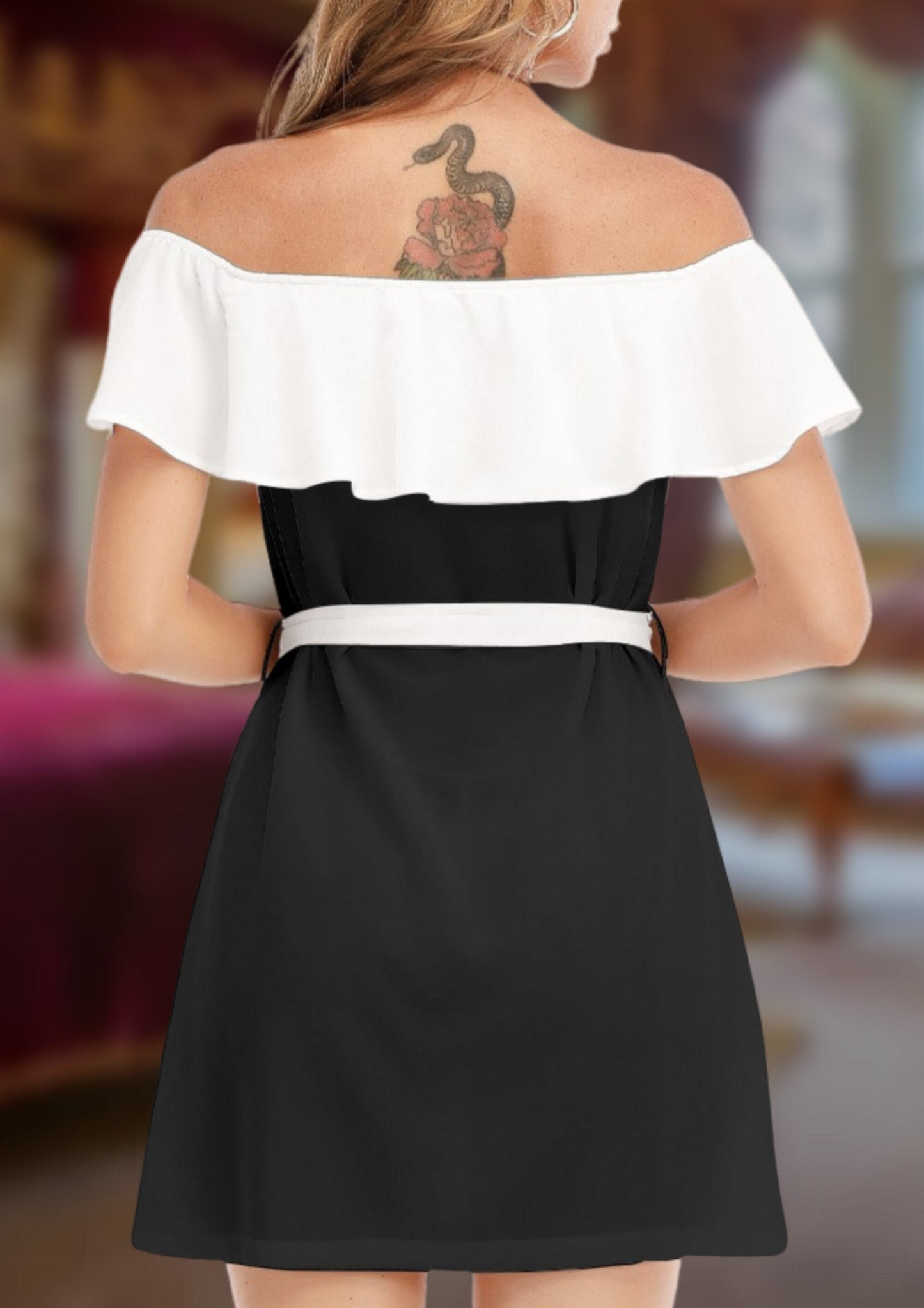 QUEEN OF SPADES maid Off-shoulder Dress With Ruffle, slut clothing, cuckolding, hotwife dress, qos dress, queen of spades clothing,qos dress