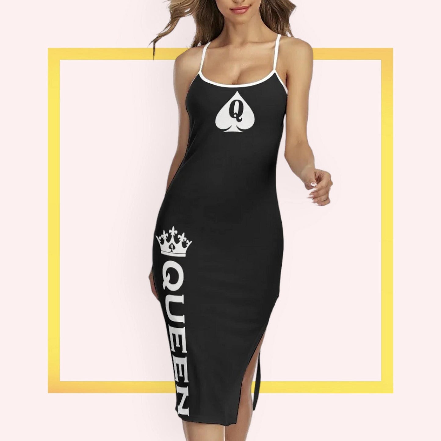 QUEEN OF SPADES  Back Cross Cami Dress,9 colors , slut clothing, cuckolding, hotwife dress, queen of spades clothing, bbc slut dress