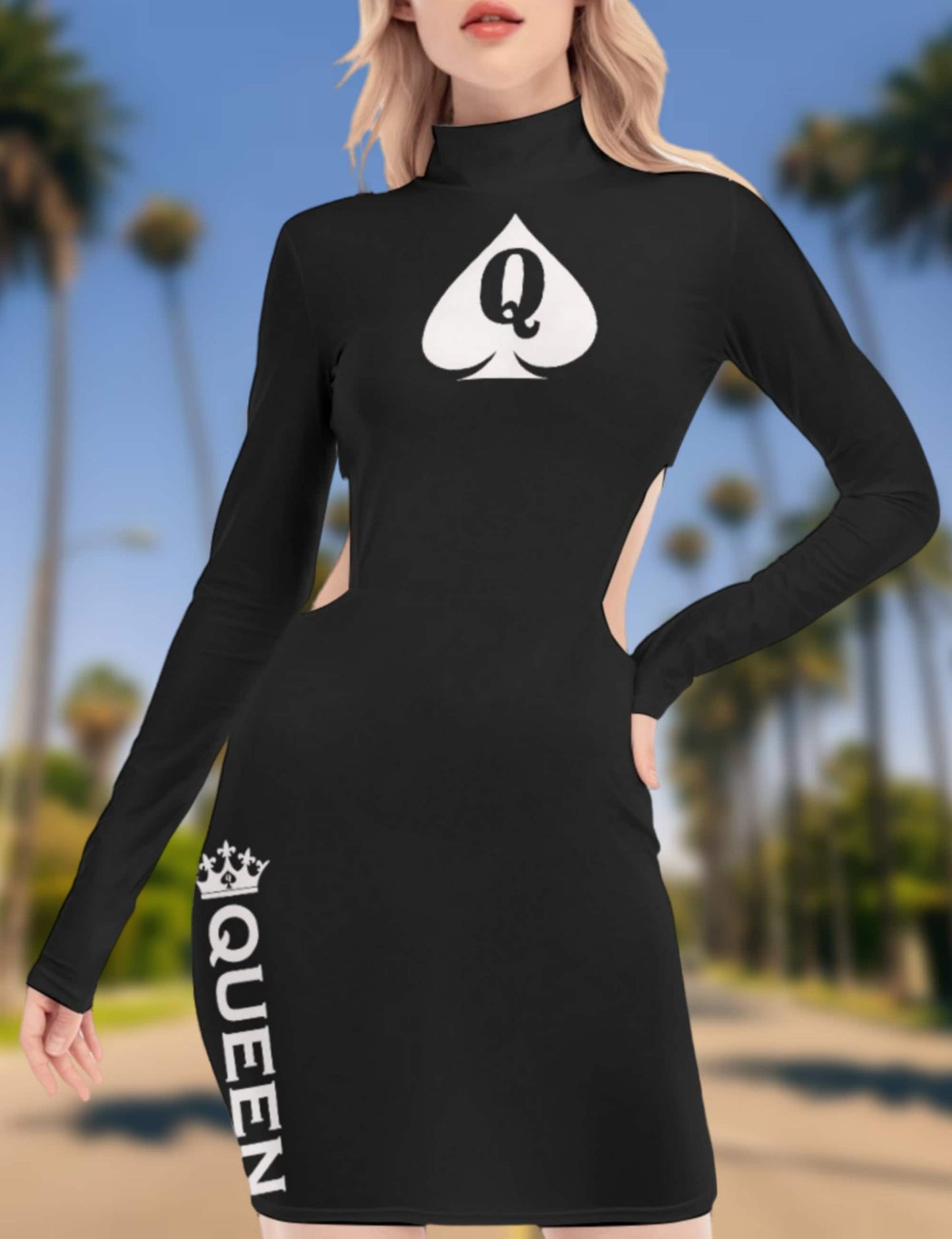 QUEEN OF SPADES Waist Hollow Hip Dress slut clothing, cuckolding, hotwife dress qos dress, queen of spades clothing,bbc slut dress