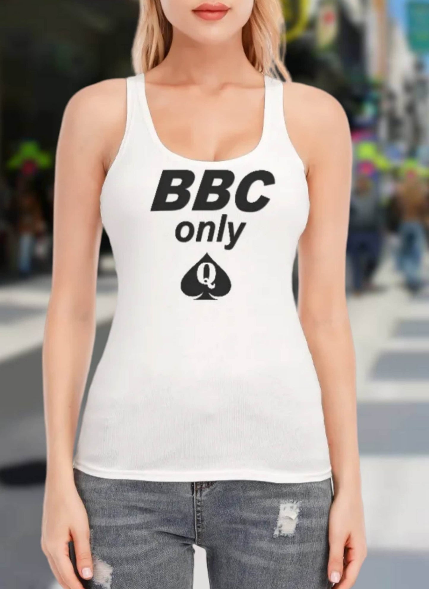 BBC ONLY Racer Vest , top queen off spades, qos t-shirt,t-shirt bbc Cuckold , slut clothing, QOS, 100% Cotton