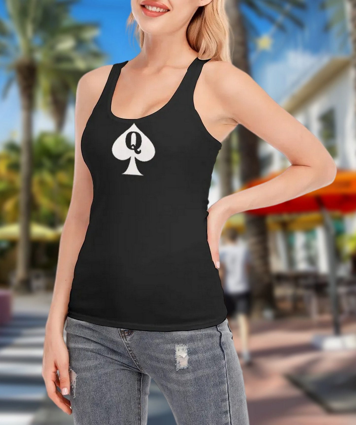 QUEEN of SPADES Racer Vest , top queen off spades, qos t-shirt,t-shirt bbc Cuckold , slut clothing, QOS, 100% Cotton