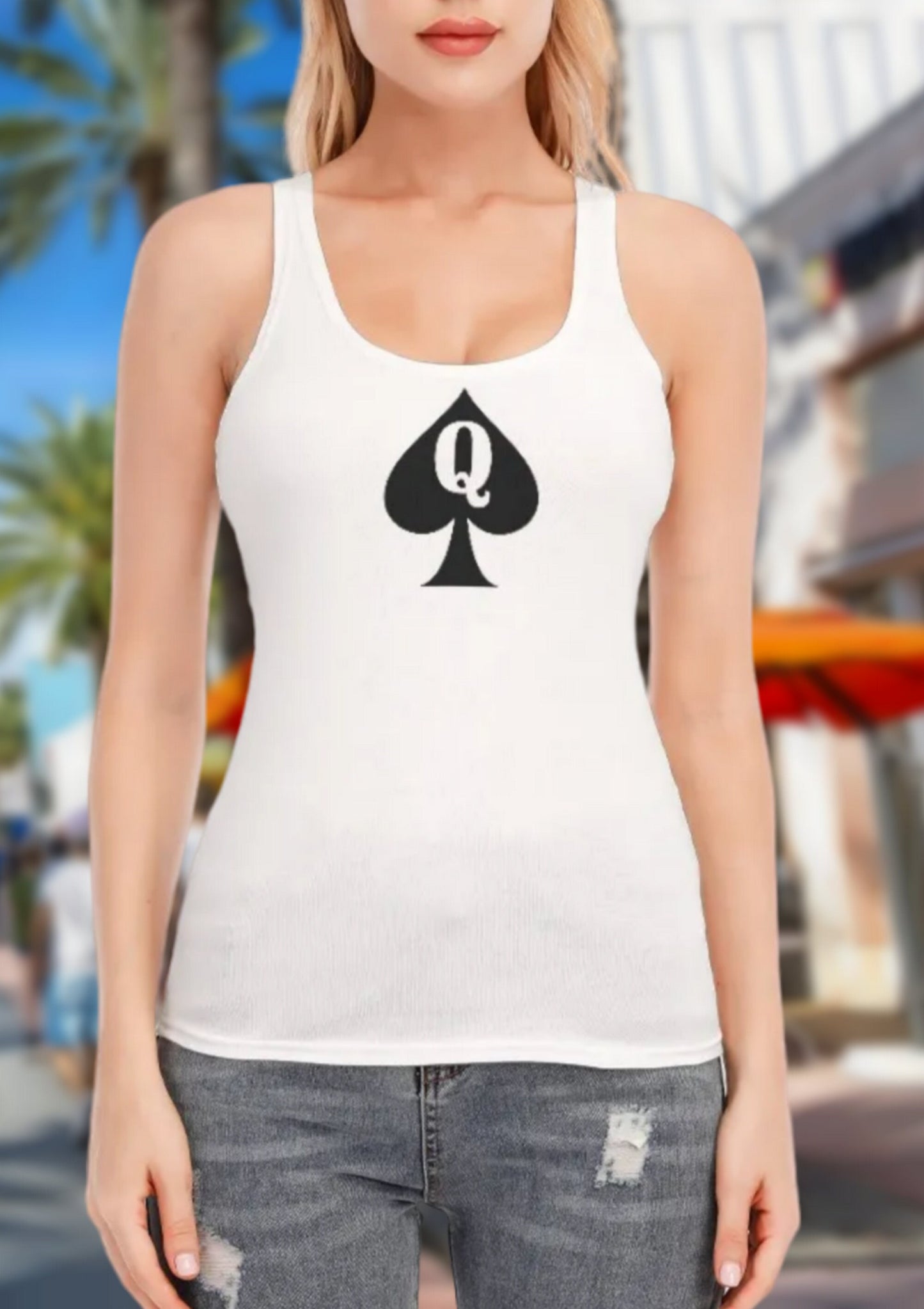 QUEEN of SPADES Racer Vest , top queen off spades, qos t-shirt,t-shirt bbc Cuckold , slut clothing, QOS, 100% Cotton