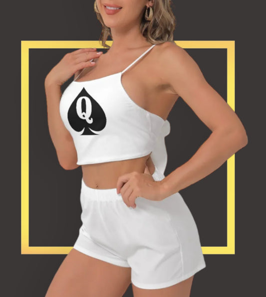 BBC ONLY Short Sleeve Camisole Shorts Suit, large size, top queen off spades, qos t-shirt,t-shirt bbc Cuckold , slut clothing