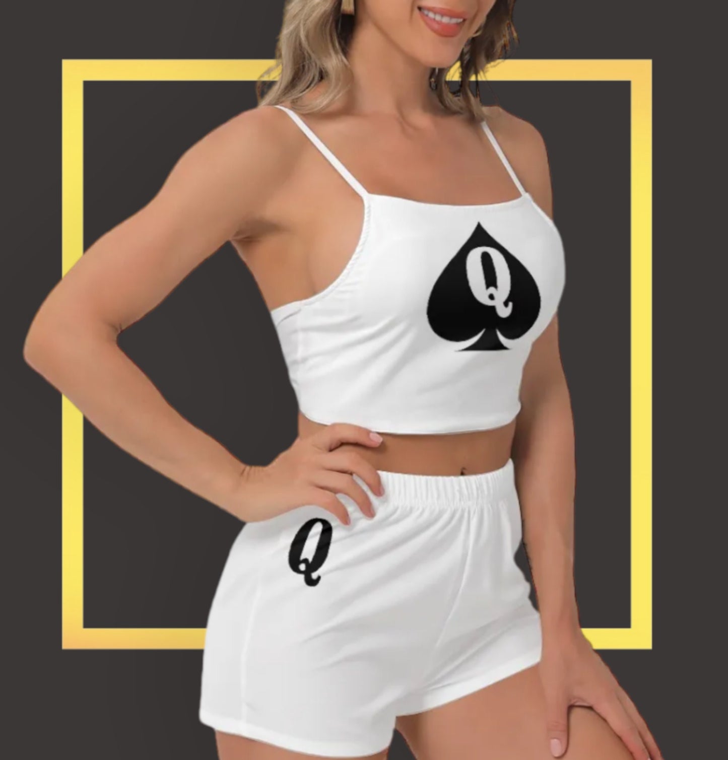 BBC ONLY Short Sleeve Camisole Shorts Suit, large size, top queen off spades, qos t-shirt,t-shirt bbc Cuckold , slut clothing