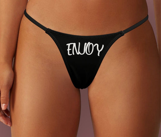 ENJOY, slut clothing, cuckolding, hotwife panties, slut clothing, naughty  panties.