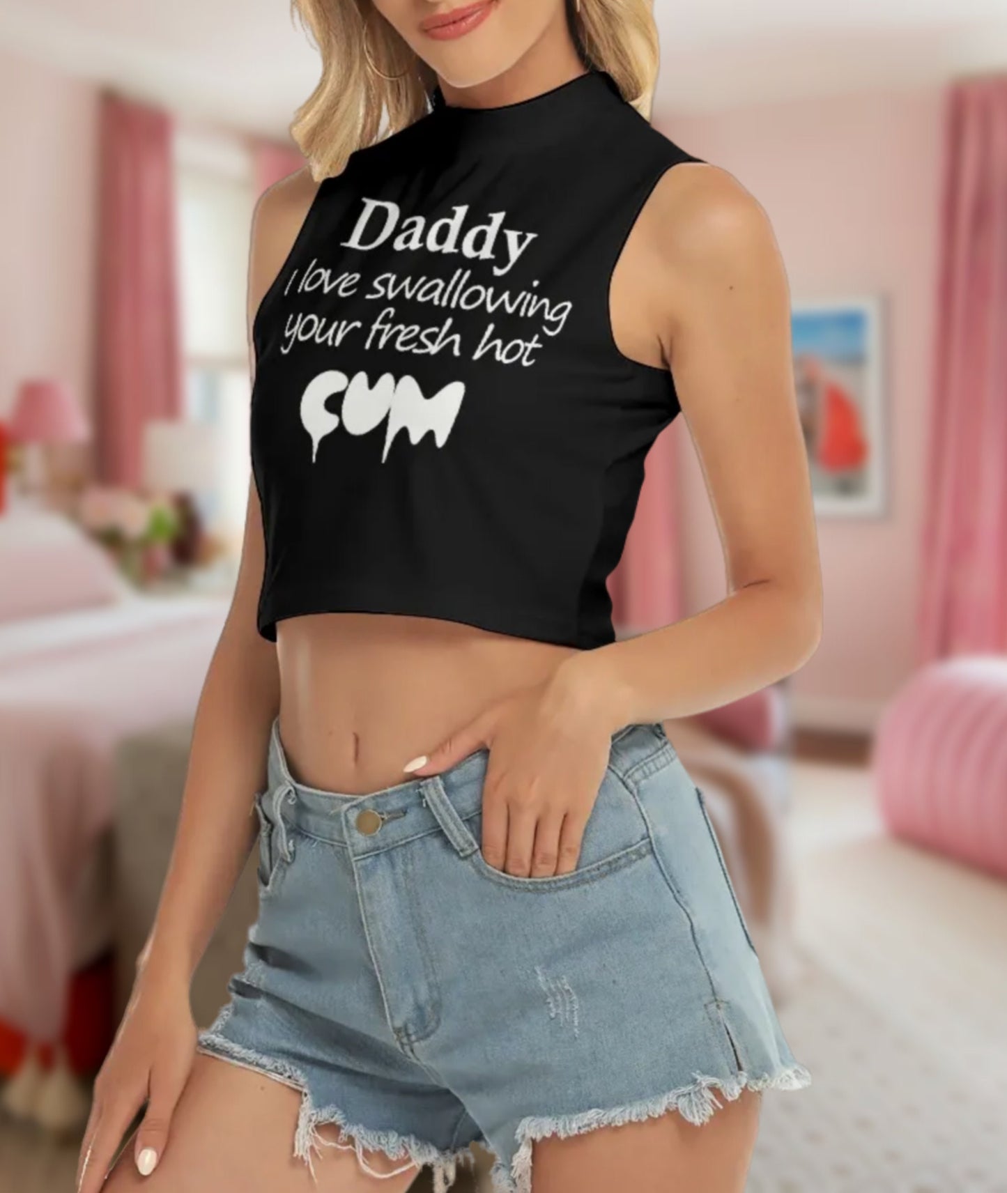 DADDY I LOVE swalllowing your fresh hot cum, croc top, hotwife t-shirt, bbc t-shirt,  Cuckold Womens t-shirt, cunt girl shirt, slut clothing