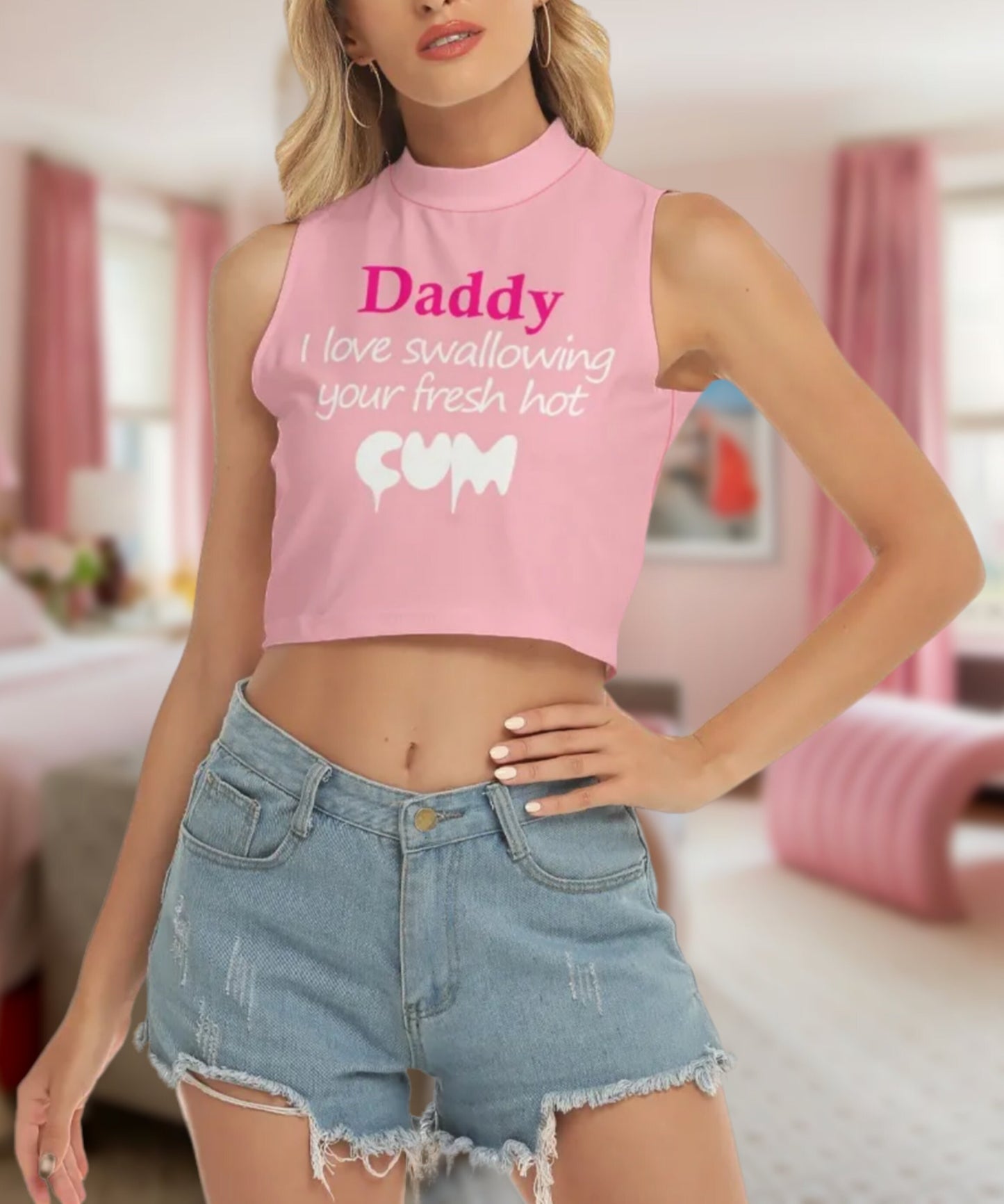 DADDY I LOVE swalllowing your fresh hot cum, croc top, hotwife t-shirt, bbc t-shirt,  Cuckold Womens t-shirt, cunt girl shirt, slut clothing