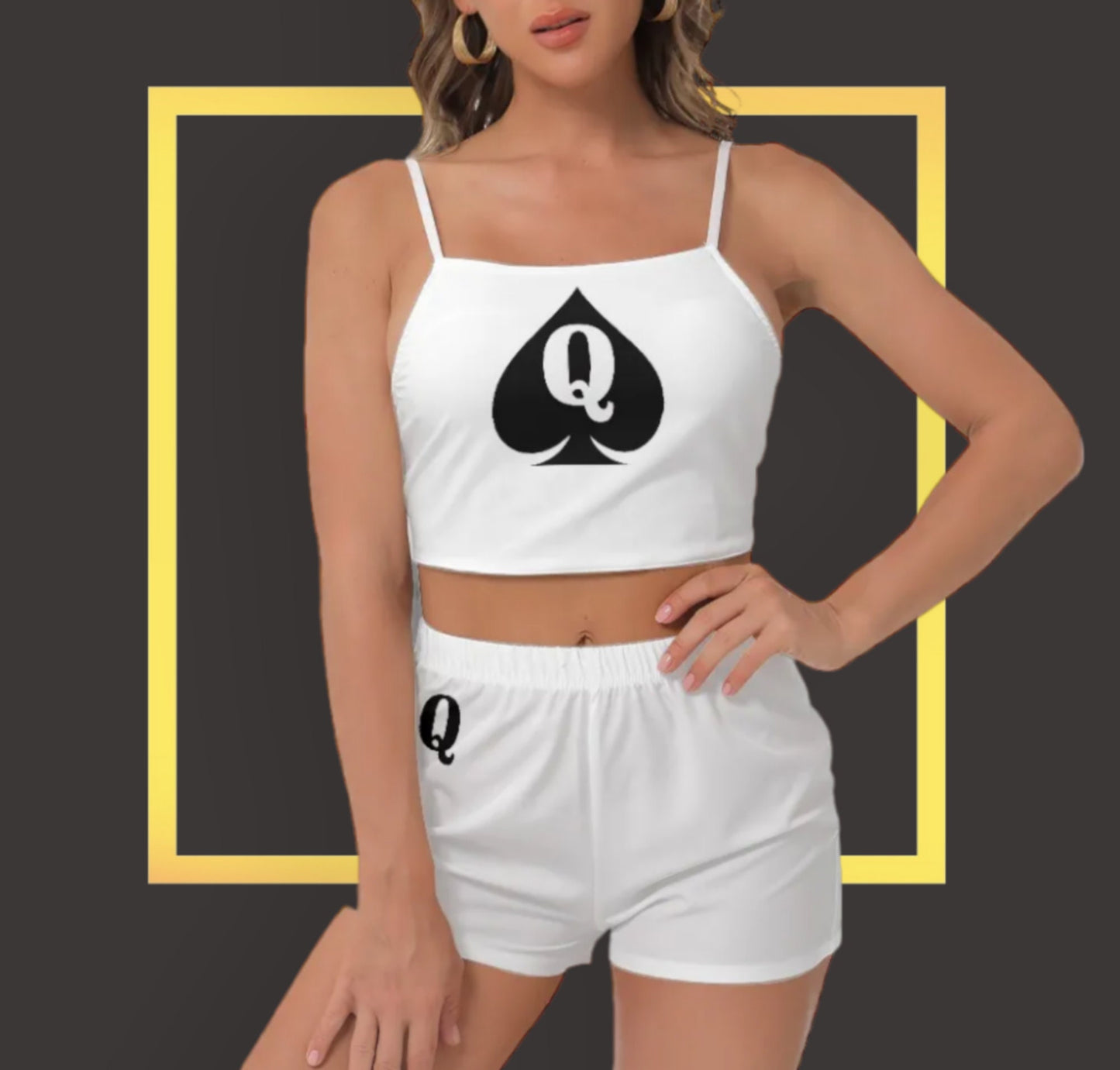 BBC ONLY Short Sleeve Camisole Shorts Suit, large size, top queen off spades, qos t-shirt,t-shirt bbc Cuckold , slut clothing