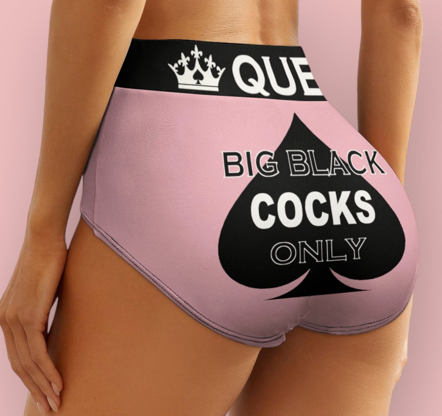 BIG BLACK COCKS only, Panties, slut clothing, cuckolding, hotwife panties, qos thong, queen of spades, panties queen of spades